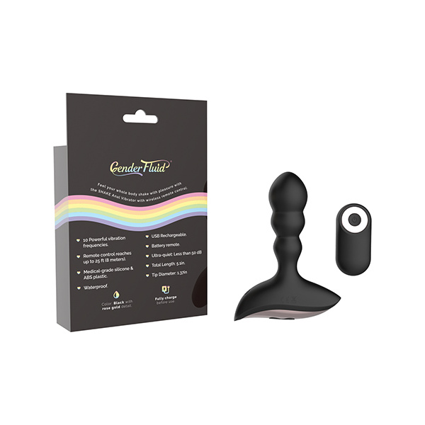 Gender Fluid Shake Anal Vibe w-Remote - Black - Image 5