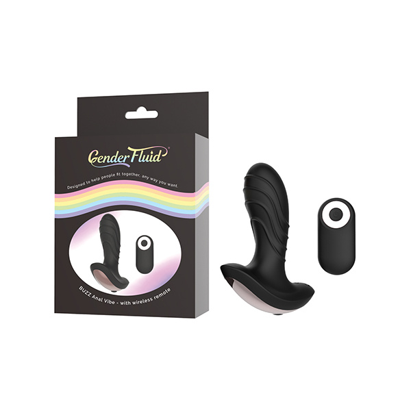 Gender Fluid Buzz Anal Vibe w-Remote - Black