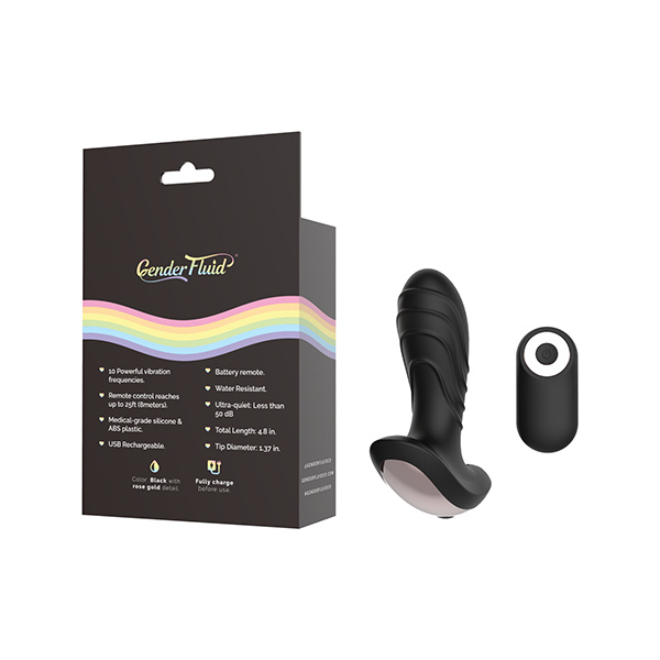 Gender Fluid Buzz Anal Vibe w-Remote - Black - Image 3