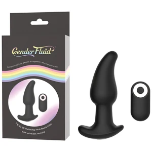 Gender Fluid Twirler Anal Vibe w-Remote - Black