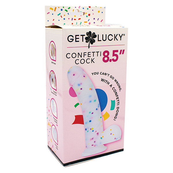 Get Lucky 8.5" Real Skin Confetti Cock - Multi Color