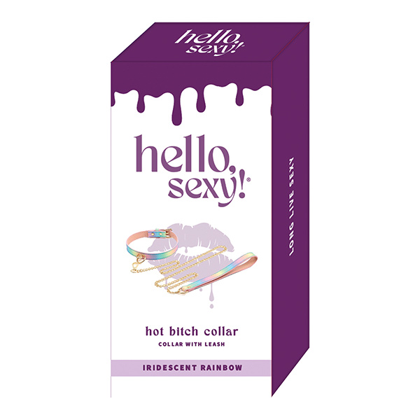 Hello Sexy! Hot Bitch Collar & Leash - Iridescent Rainbow