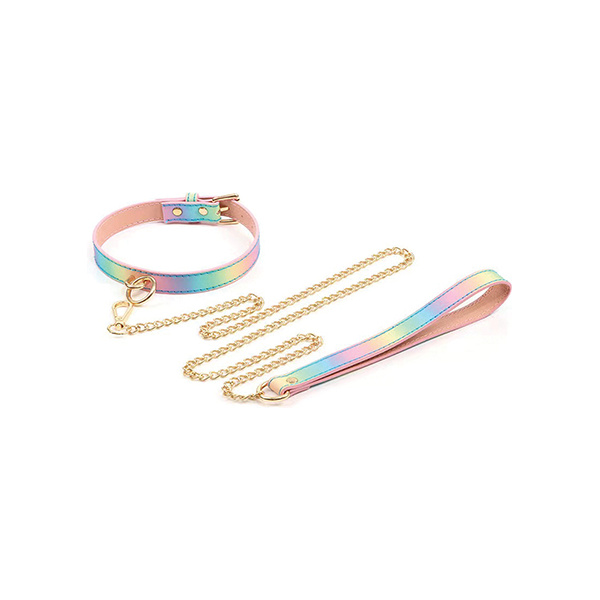 Hello Sexy! Hot Bitch Collar & Leash - Iridescent Rainbow - Image 4