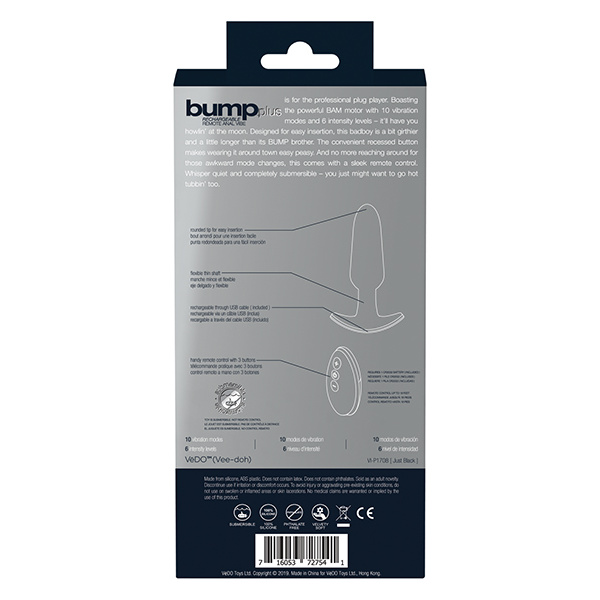 VeDO Bump Plus Rechargeable Remote Control Anal Vibe - Just Black - Image 5