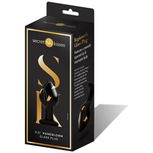 Secret Kisses Handblown Glass Plug - Black/gold