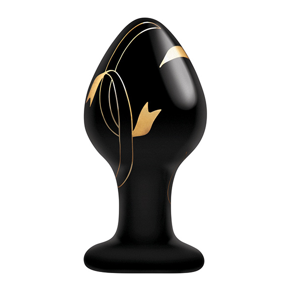 Secret Kisses Handblown Glass Plug - Black/gold - Image 4