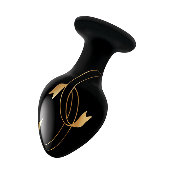 Secret Kisses Handblown Glass Plug - Black/gold - Image 2