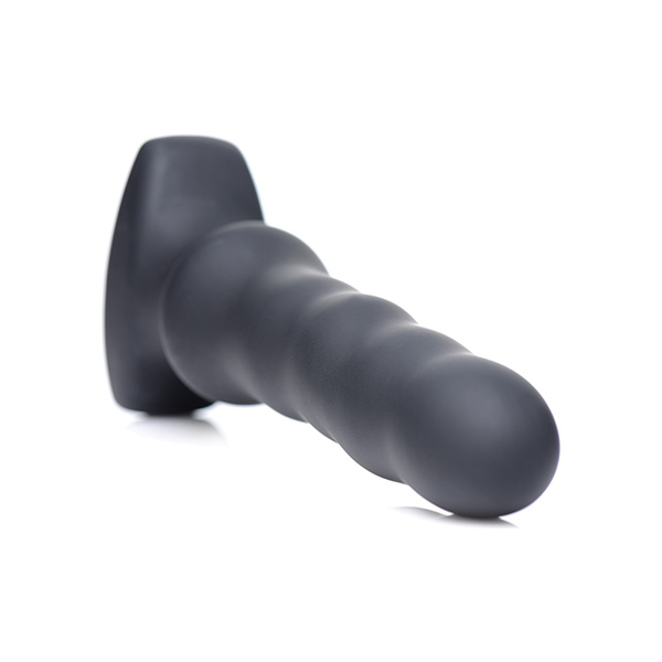 ThunderPlugs Silicone Vibrating & Squirming Plug w-Remote - Black - Image 4