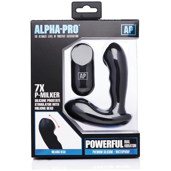 Alpha Pro 7x P-Milker Prostate Stimulator w-Milking Bead - Black