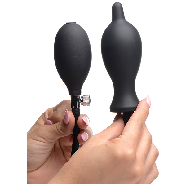 Master Series Dark Inflator Inflatable Silicone Anal Plug - Black - Image 2