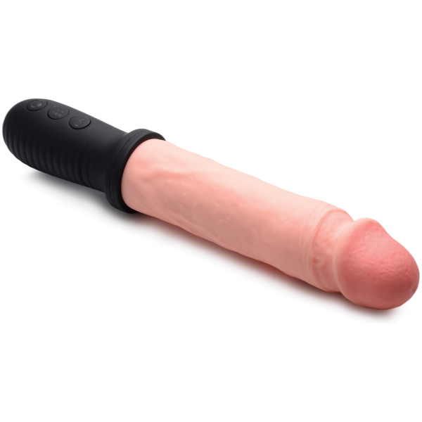 Master Series 8X Auto Pounder Vibrating & Thrusting Dildo w-Handle - Flesh - Image 5