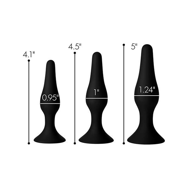 Master Series Triple Tapered Silicone Anal Trainer - Black Set of 3 - Image 4