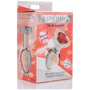 Booty Sparks Red Heart Gem Glass Anal Plug