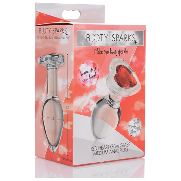 Booty Sparks Red Heart Gem Glass Anal Plug
