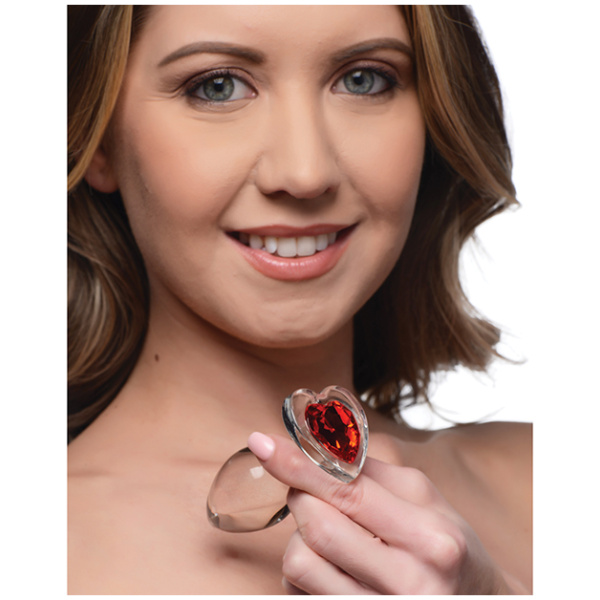 Booty Sparks Red Heart Gem Glass Anal Plug - Image 4