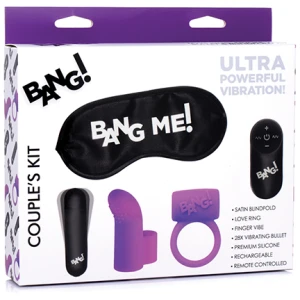 Bang! Couple's Kit with RC Bullet, Blindfold, Cock Ring & Finger Vibe - Purple