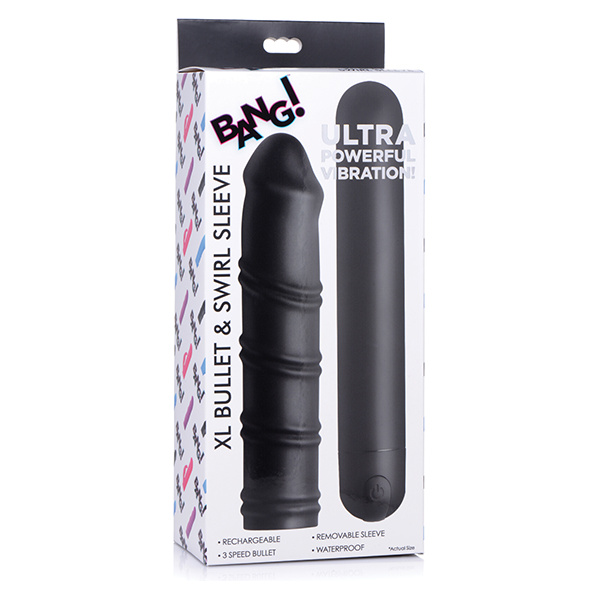 Bang! XL Bullet & Swirl Silicone Sleeve - Black