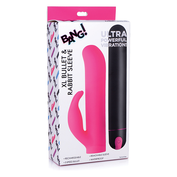 Bang! XL Bullet & Rabbit Silicone Sleeve - Pink