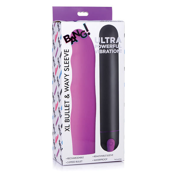 Bang! XL Bullet & Wavy Silicone Sleeve - Purple