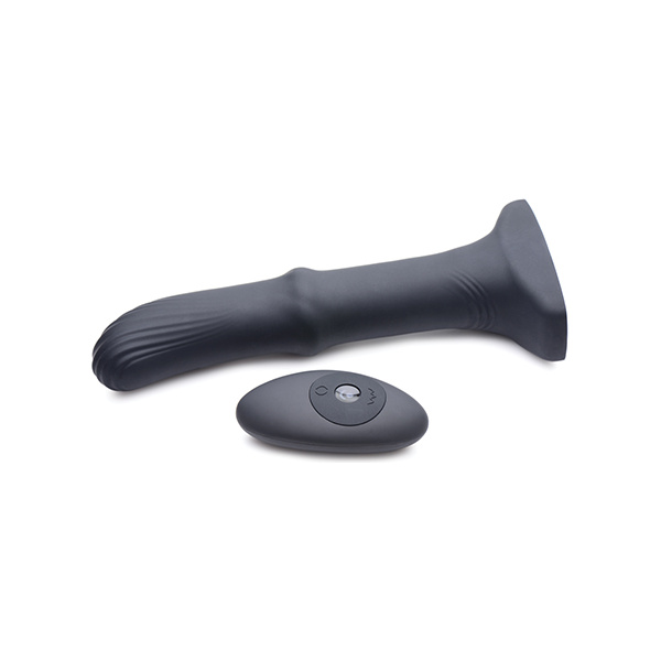 ThunderPlugs Sliding Shaft Silicone Vibrator w-Remote - Black - Image 4