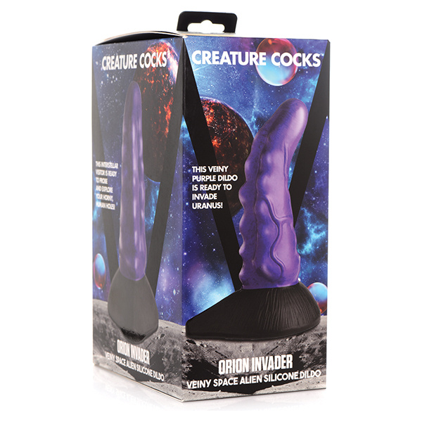 Creature Cocks Orion Invader Veiny Space Alien Silicone Dildo - Purple-Black