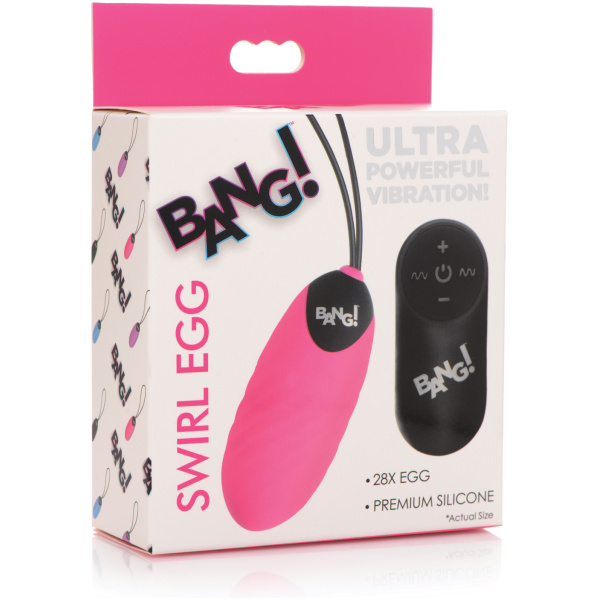 Bang! 28X Swirl Silicone Egg w-Remote Control - Pink