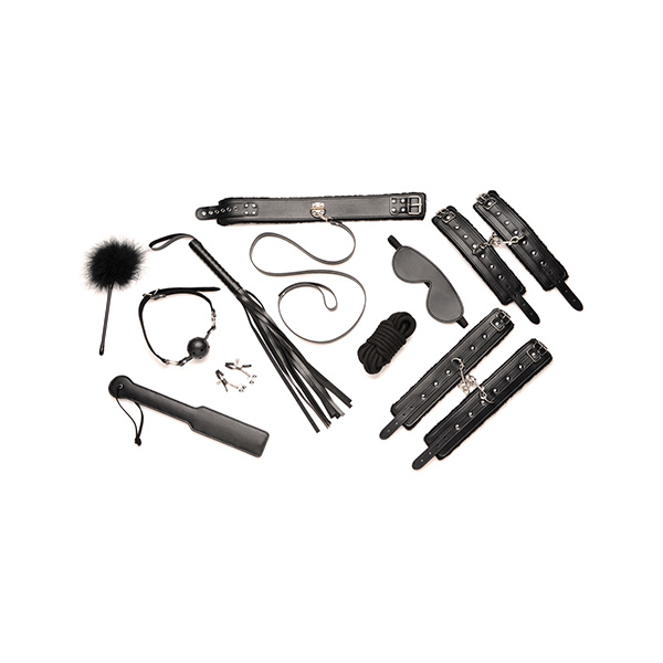 Master Series Hook Up 10pc Plush Bondage Set - Black - Image 3