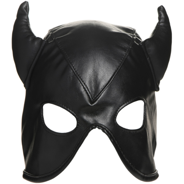 Master Series Dungeon Demon Bondage Hood w-Horns - Black - Image 2