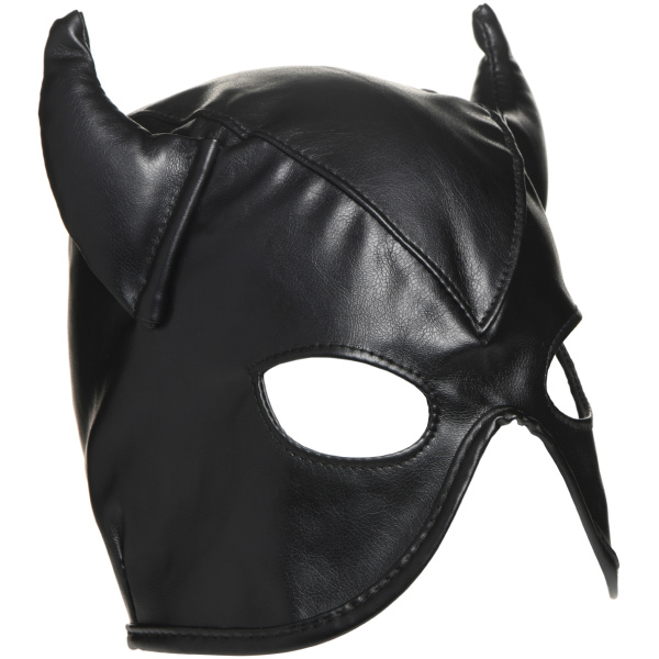 Master Series Dungeon Demon Bondage Hood w-Horns - Black - Image 3