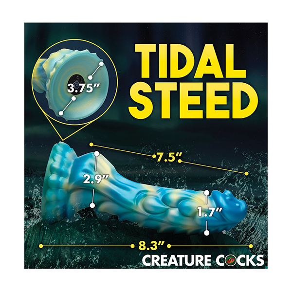 Creature Cocks Sea Stallion Vibrating Dildo w- Remote - Blue-Yellow - Image 2