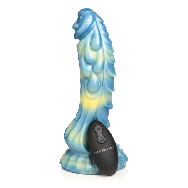 Creature Cocks Sea Stallion Vibrating Dildo w- Remote - Blue-Yellow - Image 3