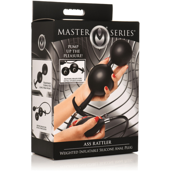 Master Series Ass Rattler Weighted Inflatable Silicone Anal Plug - Black