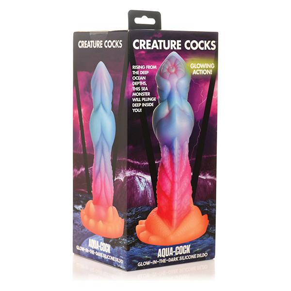 Creature Cocks Glow-in-the-Dark Aqua-Cock Silicone Dildo