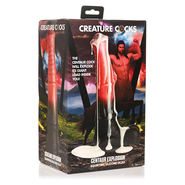 Creature Cocks Centaur Explosion Squirting Silicone Dildo - Black-Peach