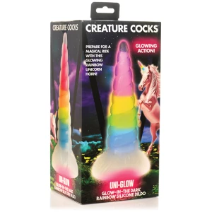 Creature Cocks Uni Glow in the Dark Silicone Dildo - Rainbow