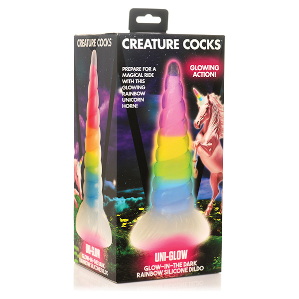 Creature Cocks Uni Glow in the Dark Silicone Dildo - Rainbow