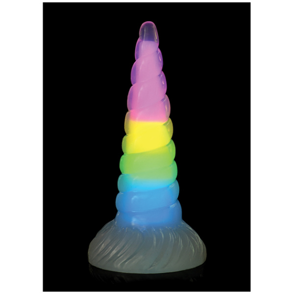 Creature Cocks Uni Glow in the Dark Silicone Dildo - Rainbow - Image 4