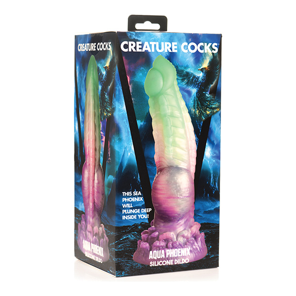 Creature Cocks Aqua Phoenix Silicone Dildo - Multi Color - Image 2