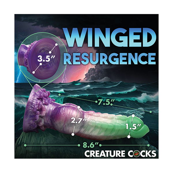 Creature Cocks Aqua Phoenix Silicone Dildo - Multi Color - Image 5