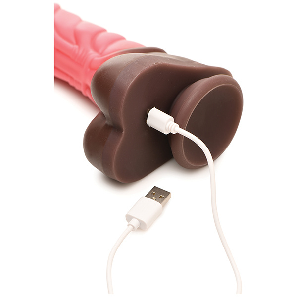 Creature Cocks Deluxe Centaur Thrusting & Vibrating Silicone Dildo w-Remote Control - Peach-Brown - Image 4