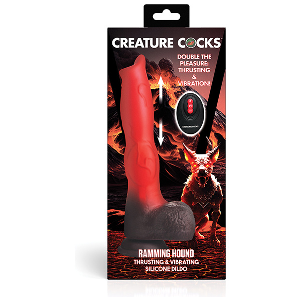 Creature Cocks Ramming Hound Thrusting & Vibrating Silicone Dildo w-Remote Control - Red-Brown - Image 2