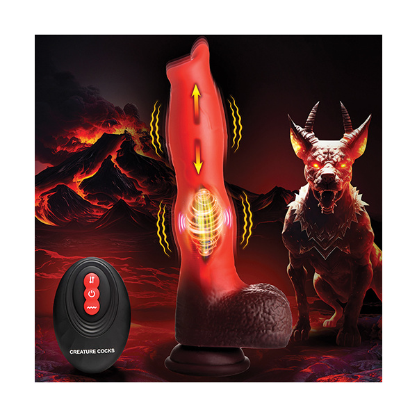 Creature Cocks Ramming Hound Thrusting & Vibrating Silicone Dildo w-Remote Control - Red-Brown - Image 5