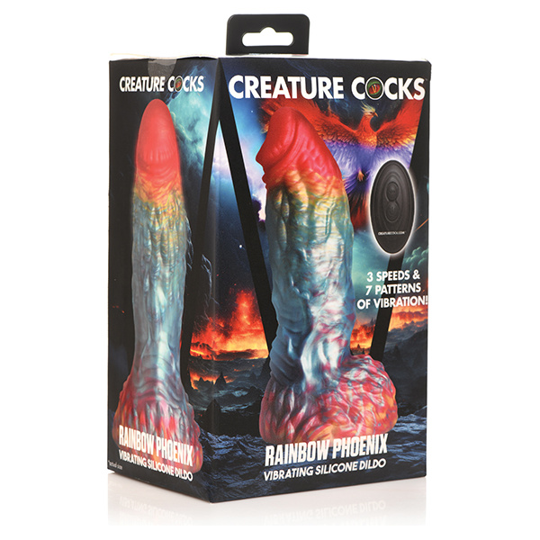 Creature Cocks Rainbow Phoenix Vibrating Dildo w-Remote Control - Rainbow