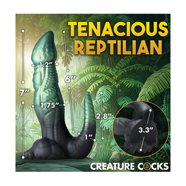 Creature Cocks Dickosaur Dinosaur Silicone Dildo  - Black-Teal - Image 5