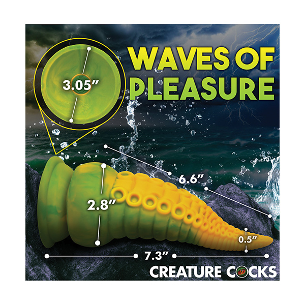 Creature Cocks Monstropus 2.0 Vibrating Tentacle Silicone Dildo - Yellow-Green - Image 6