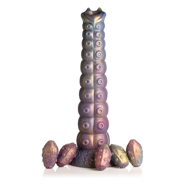 Creature Cocks Deep Invader Tentacle Ovipositor Silicone Dildo w-Eggs - Multi Color - Image 4