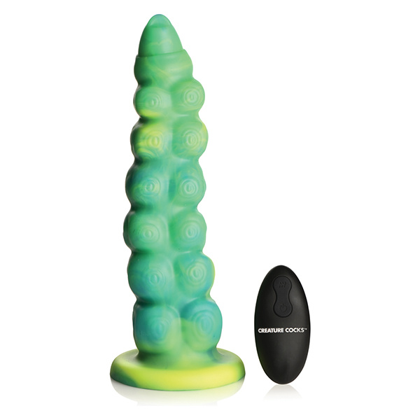 Creature Cocks Squirmer Thrusting & Vibrating Silicone Dildo w-Remote Control - Multi Color - Image 5