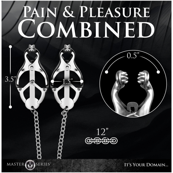 Master Series Tyrant Spiked Clover Nipple Clamps - Silver - Image 4