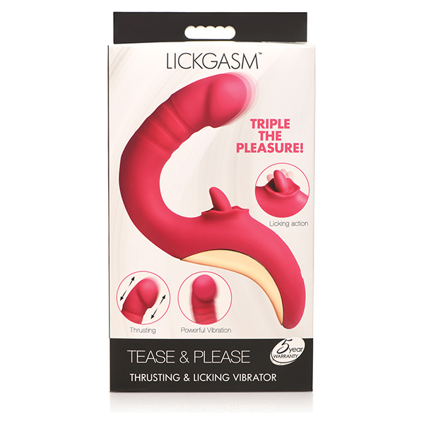 Lickgasm Tease & Please Thrusting & Licking Vibrator - Pink - Image 4