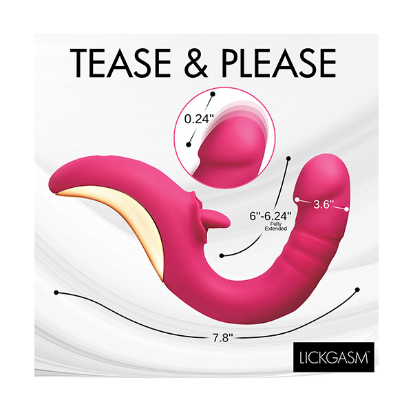 Lickgasm Tease & Please Thrusting & Licking Vibrator - Pink - Image 3